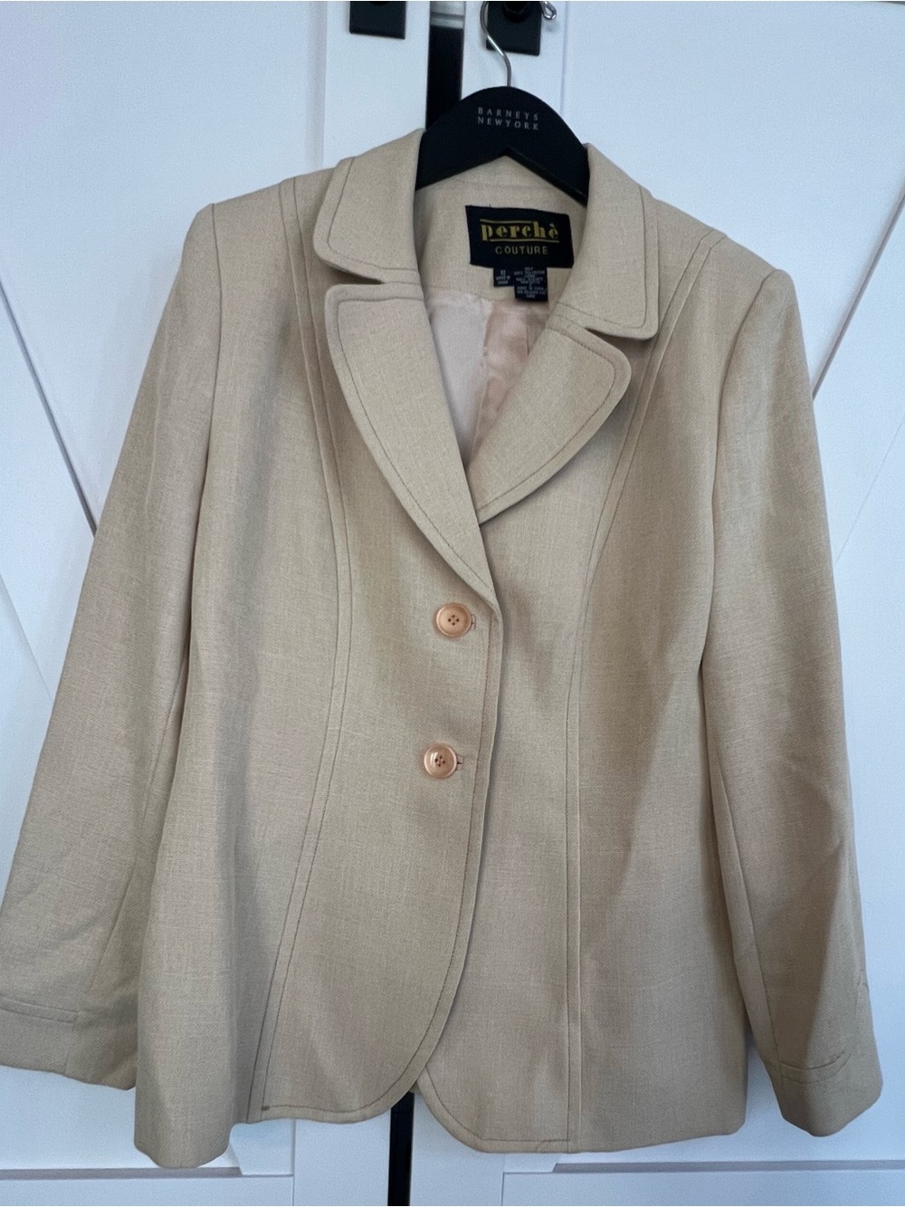 Perche Couture Beige Tailored Two-Button Blazer